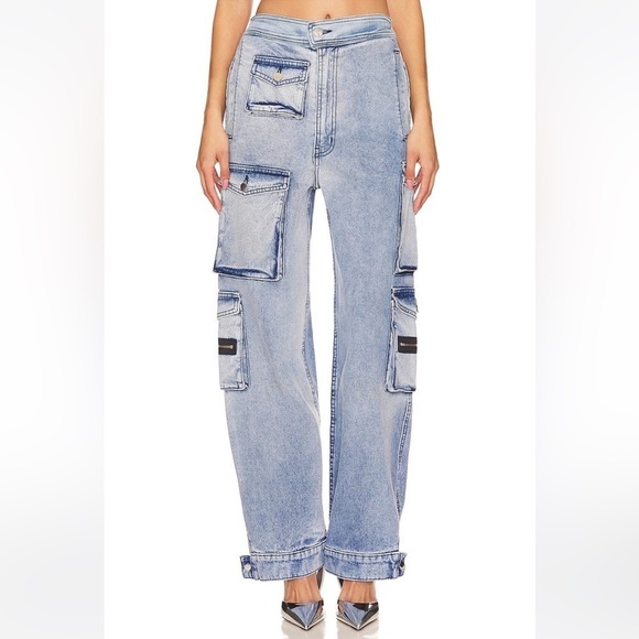 NEW! REVOLVE x EB Denim Cargo Pants in Rain Wash 👖 Medium NWT! - Picture 2 of 15